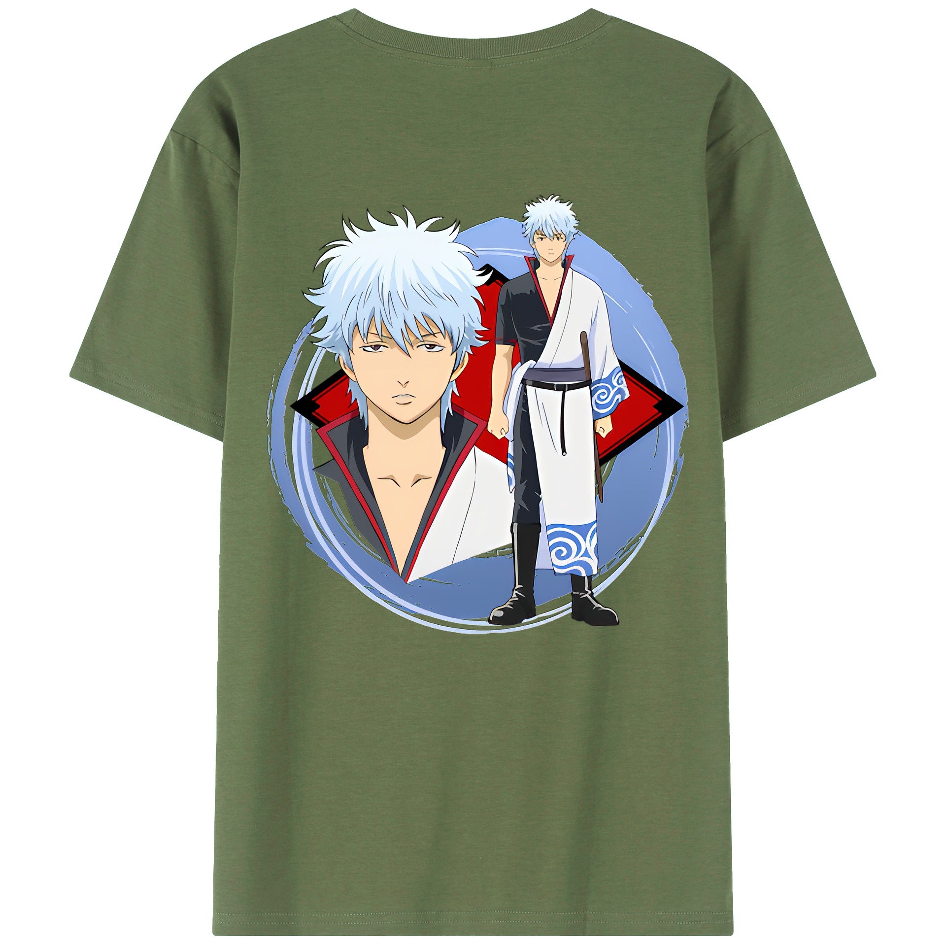 （画像用） ぎんたま 坂田銀時（さかたぎんとき） 神楽 志村新八（しむら しんぱち） GINTAMA Sakata Gintoki Kagura Shimura Shinpachi 綿100％ メンズ半袖Tシャツ（バックプリント） 通気性